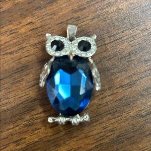 Elegant Blue and Silver Owl Pendant